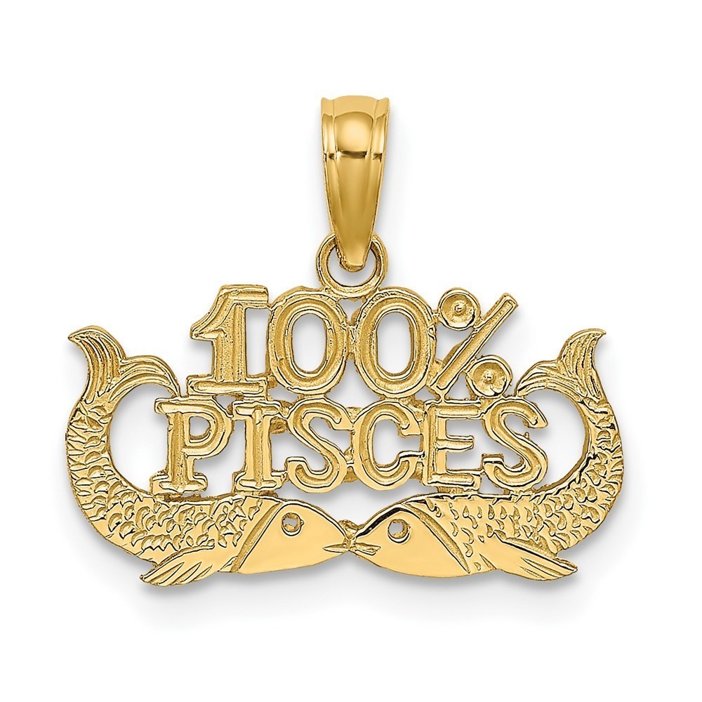 Million Charms 14k Yellow Gold Small 100% PISCES Zodiac Charm Pendant